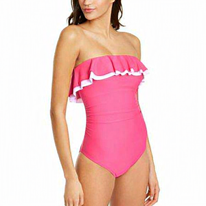 Tommy Hilfiger Ruffle Bandeau One-Piece‎ Pink 16